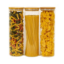 Potes de Vidro com Tampa de Bambu Oikos -  03 Pçs