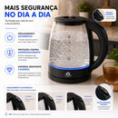 Chaleira Elétrica em Vidro 2L com Desligamento Automático