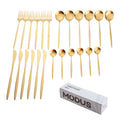 Talheres em Aço Inox Dourado - 24 Peças