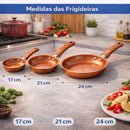 Jogo Frigideiras Antiaderente Revestida em Cerâmica
