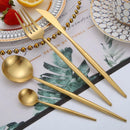 Talheres em Aço Inox Dourado - 24 Peças