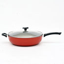 Frigideira Wok Antiaderente 32cm Com Tampa de Vidro
